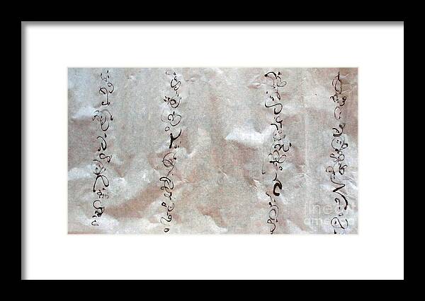 Imaginary Calligraphy On Paper Framed Print featuring the painting Four Illuminated by Nancy Kane Chapman