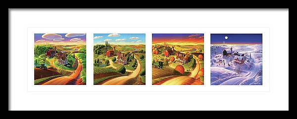  Four Seasons Framed Print featuring the painting Four Seasons on the Farm by Robin Moline