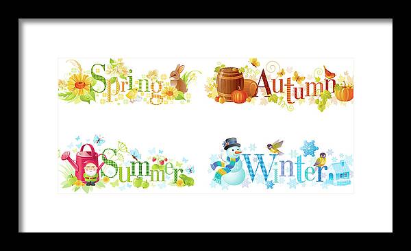 Songbird Framed Print featuring the digital art Four Seasons Spring, Summer, Autumn by O-che