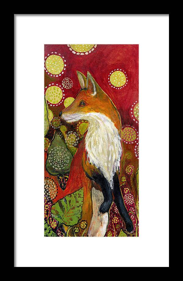 Fox Framed Print featuring the painting Fox Listens by Jennifer Lommers