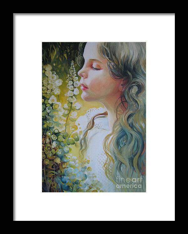 Portrait Framed Print featuring the painting Fragrances by Elena Oleniuc