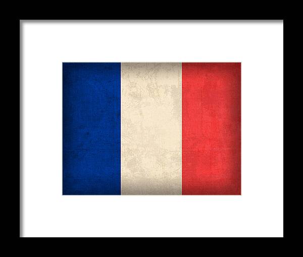 France Flag Paris Marseilles French Europe Framed Print featuring the mixed media France Flag Distressed Vintage Finish by Design Turnpike