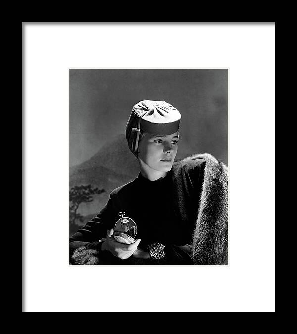 Accessories Framed Print featuring the photograph Frances Farmer Wearing An Agnes Hat by Horst P. Horst