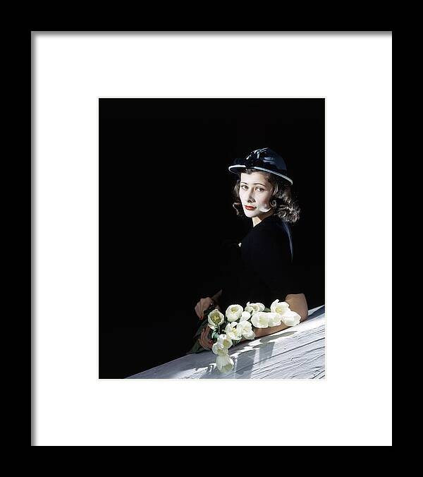 Society Framed Print featuring the photograph Francesca Rutherfurd With Flowers by Horst P. Horst