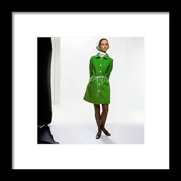 Fashion Framed Print featuring the photograph Francoise Rubartelli Wearing An Originala Coat by Bert Stern