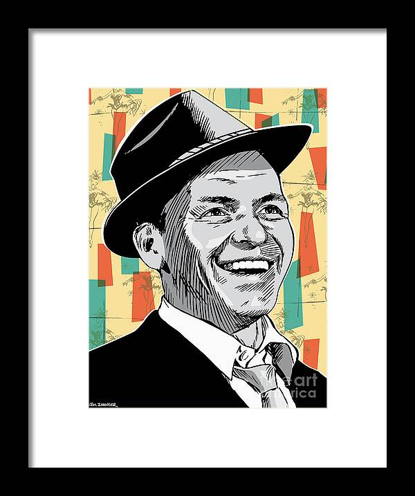 Music Framed Print featuring the digital art Frank Sinatra Pop Art by Jim Zahniser