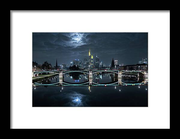 Night Framed Print featuring the photograph Frankfurt At Full Moon by Mike / Match-photo