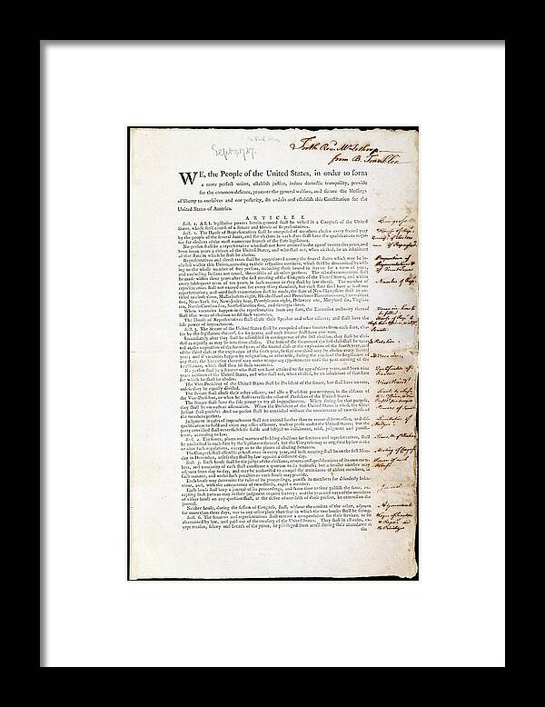 Nobody Framed Print featuring the photograph Franklin's Copy Of The Us Constitution by American Philosophical Society