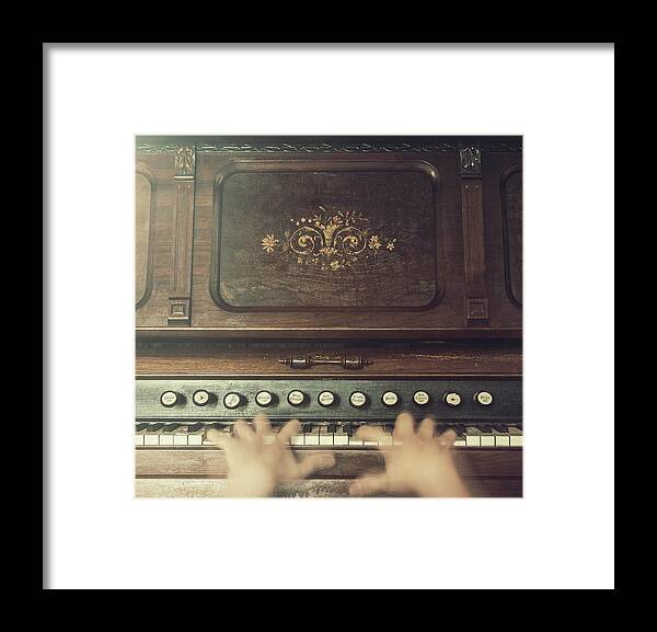 Piano Framed Print featuring the photograph Frantic At The Keys by Shaunl