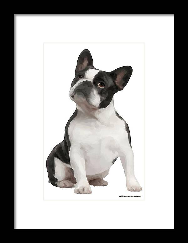 Puppy Framed Print featuring the digital art French Bulldog by Gabriel T Toro