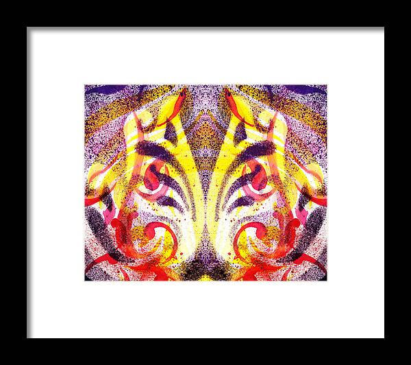 Abstract Framed Print featuring the painting French Curve Abstract Movement VI Mystic Flower by Irina Sztukowski