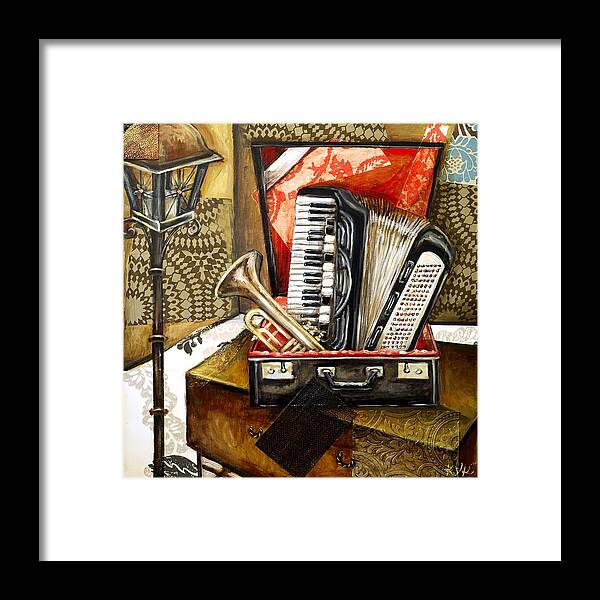 Accordion Framed Print featuring the mixed media French Quarter by Katia Von Kral