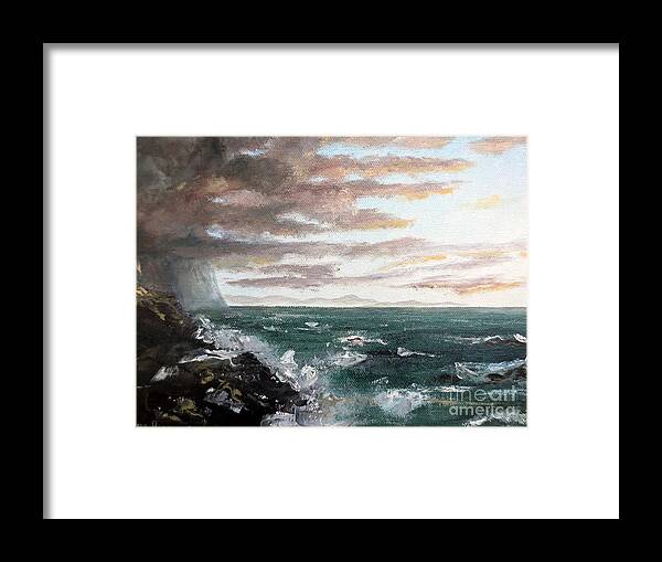 Ocean Framed Print featuring the painting Frenchman's Bay by Lee Piper