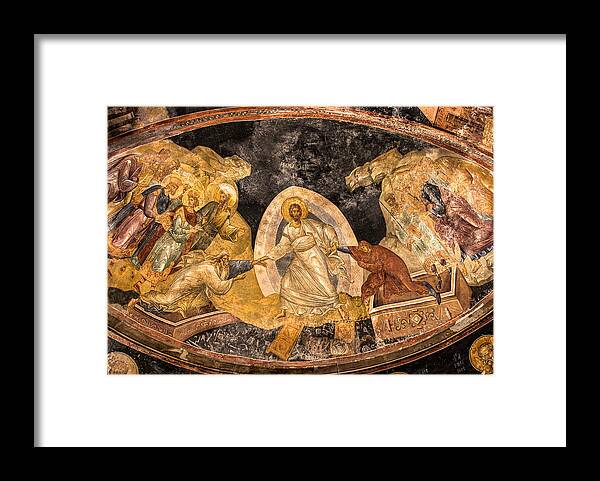 Church Of The Holy Saviour In Chora Framed Print featuring the photograph Fresco in Chora Church in Istanbul by Marion McCristall