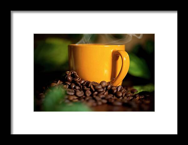 Yellow Framed Print featuring the photograph Fresh Coffee by Nastasic