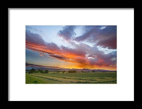 Farm Framed Print featuring the photograph Fresh Cut Hay and Colorful Sky by James BO Insogna