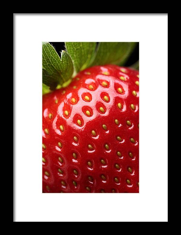 Strawberry Framed Print featuring the photograph Fresh strawberry close-up by Johan Swanepoel