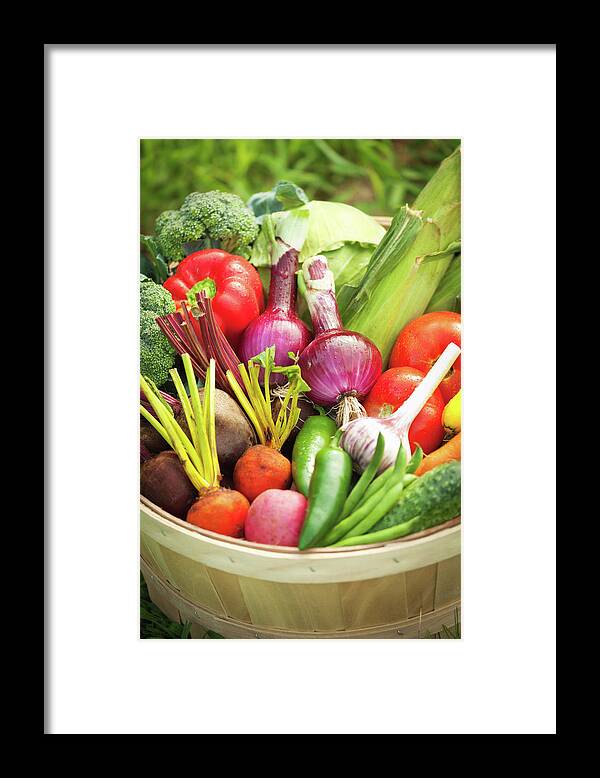 Broccoli Framed Print featuring the photograph Freshly Harvested Variety Of Produce by Yinyang