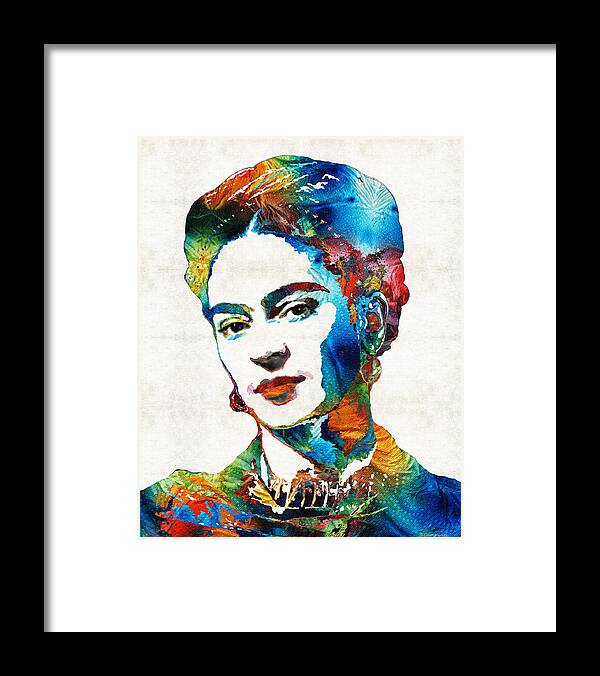 Frida Kahlo Framed Print featuring the painting Frida Kahlo Art - Viva La Frida - By Sharon Cummings by Sharon Cummings