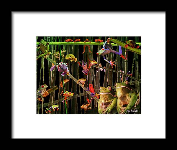 Frog Framed Print featuring the digital art Frog Bog by Michael Pittas