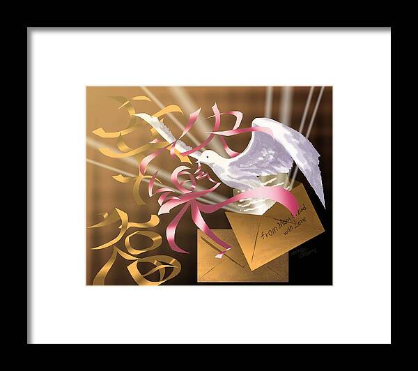 Letter Framed Print featuring the digital art From Mom and Dad with Love by Alice Chen
