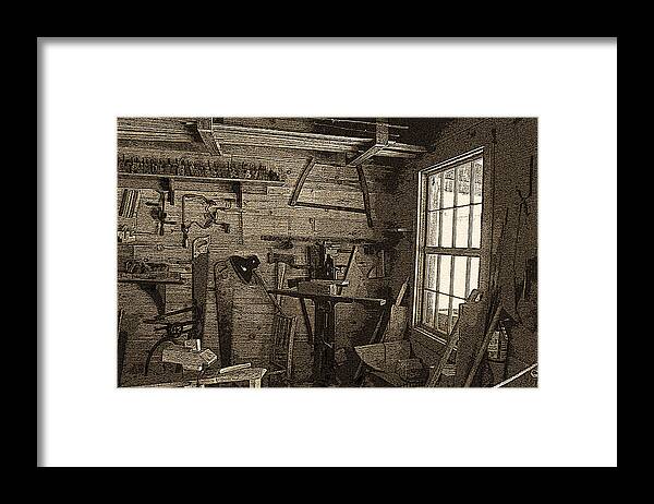 Frontier Framed Print featuring the photograph Frontier Woodshop by Barbara Dean