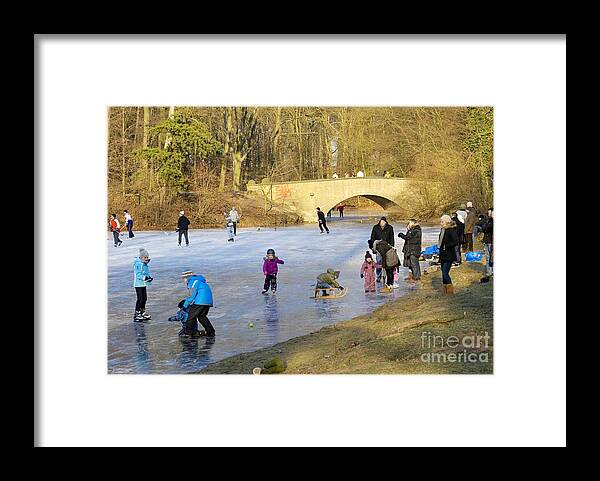 Krefeld Framed Print featuring the photograph Frozen Lake Krefeld Germany by David Davies