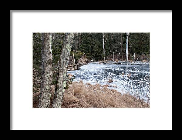 Frozen Pond Framed Print featuring the photograph Frozen Pond in NY by Kirkodd Photography Of New England