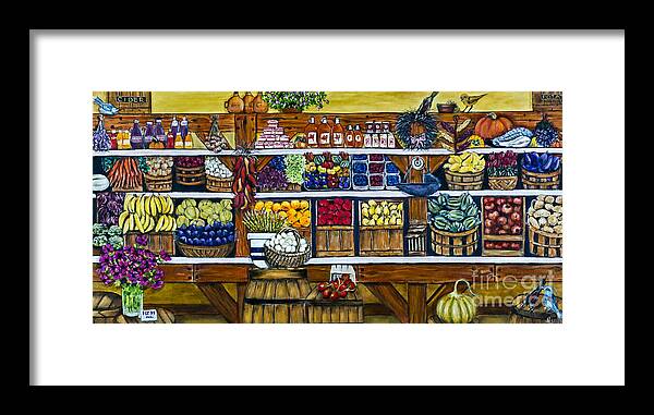 Market Framed Print featuring the painting Fruit and Vegetable Market by Alison Tave by Sheldon Kralstein