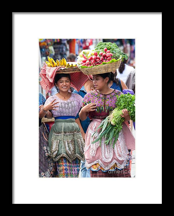Colorful Framed Print featuring the photograph Fruit Sellers in Antigua Guatemala by David Smith