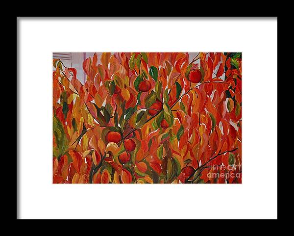 Fuyu Framed Print featuring the painting Fuyu Persimmon Tree by Amy Fearn