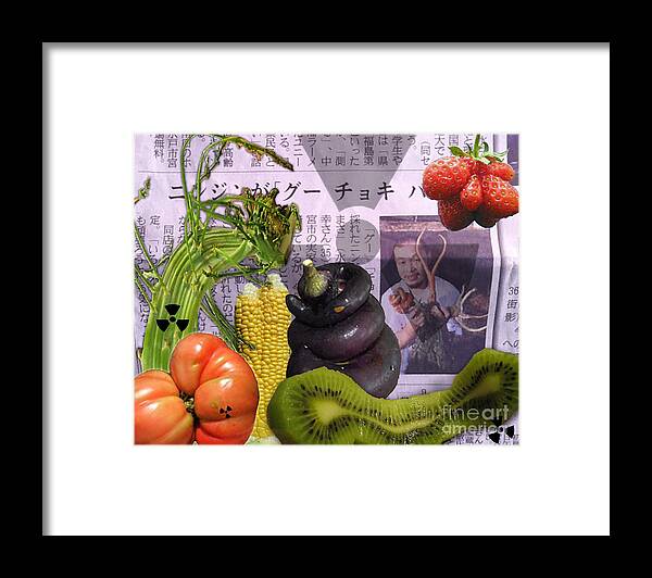 Asparagus Framed Print featuring the digital art Fukushima Veggies by Megan Dirsa-DuBois