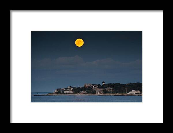 Full Moon Framed Print featuring the photograph Full Moon Over East Chop by Steve Myrick