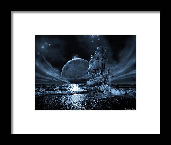 Journey Framed Print featuring the digital art Full moon rising by George Grie