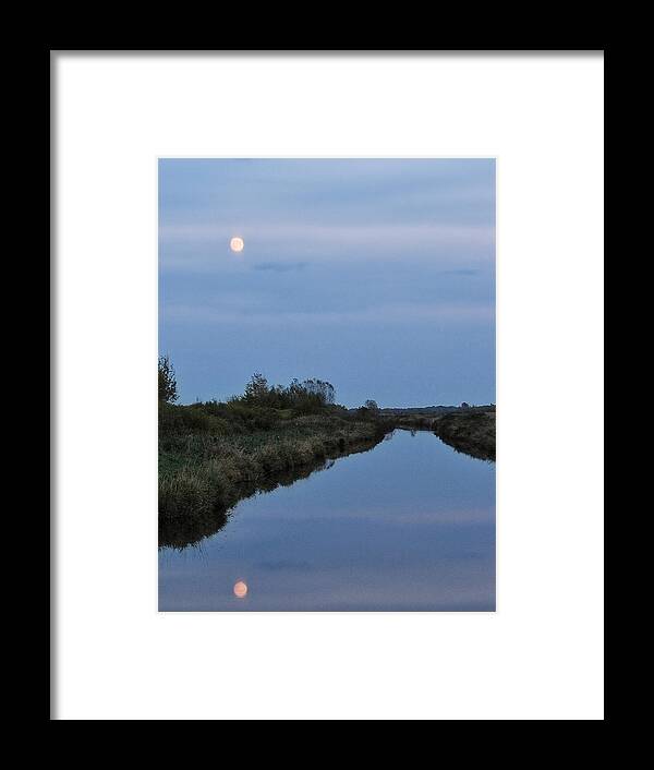 Mead Framed Print featuring the photograph Full Moon Rising Over The Marsh by Dale Kauzlaric