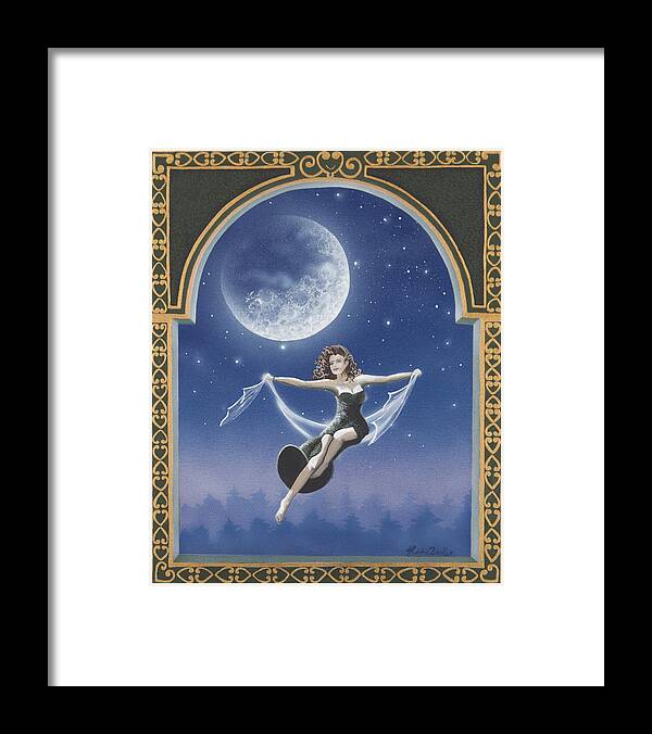 Mystical Framed Print featuring the painting Full Moon Swing by Nickie Bradley