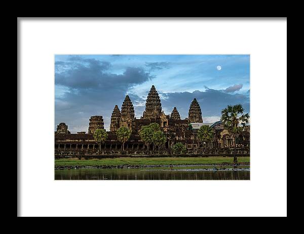 Tranquility Framed Print featuring the photograph Fullmoon At Angkor Wat by Www.tonnaja.com
