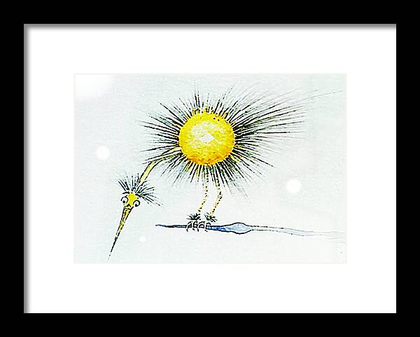 Funny Bird Framed Print featuring the painting Funny Bird by Hartmut Jager