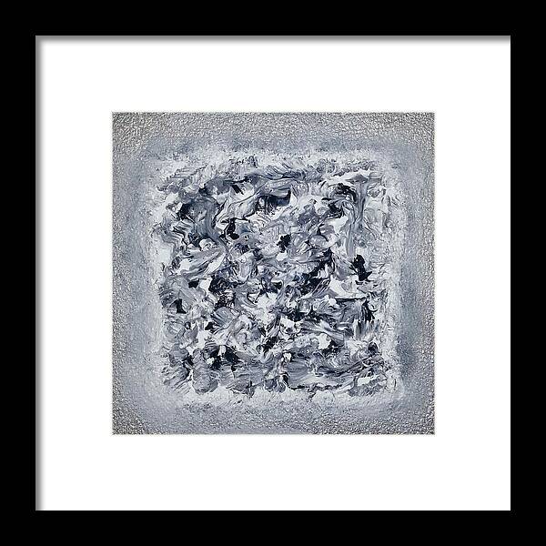 Abstract Painting Framed Print featuring the painting G4 - greys by KUNST MIT HERZ Art with heart