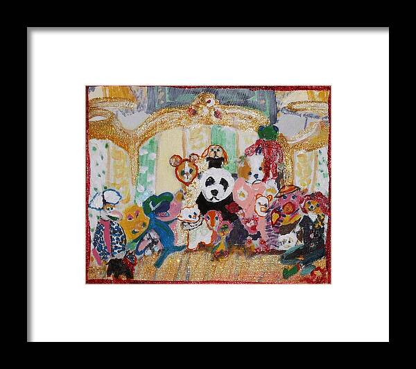 Stuffed Animals Framed Print featuring the painting Gabi's and Lee's by Leslie Byrne