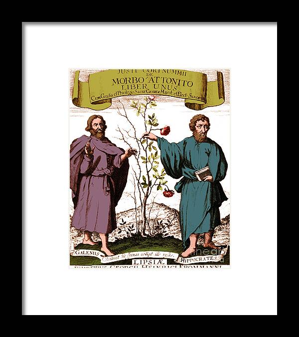 History Framed Print featuring the photograph Galen And Hippocrates, Ancient by Science Source