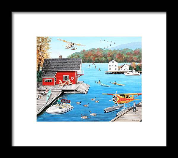Naive Framed Print featuring the painting Galloping Goose Lake by Wilfrido Limvalencia