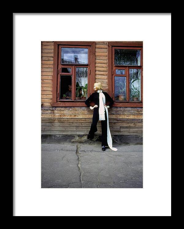 Accessories Framed Print featuring the photograph Galya Milovskaya Wearing A Black Jumpsuit by Arnaud de Rosnay