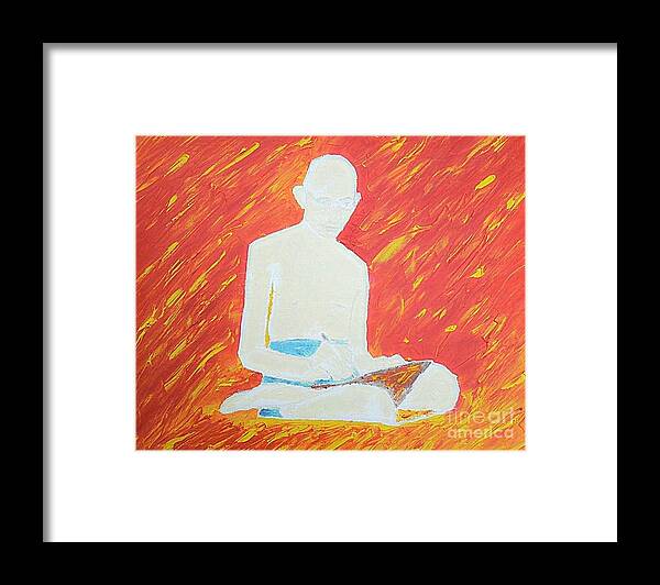 Mahatma Framed Print featuring the painting Gandhi by Richard W Linford