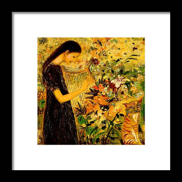 Shijun Framed Print featuring the painting Garden 2 by Shijun Munns