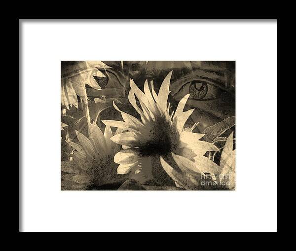 Sunflowers Framed Print featuring the digital art Garden Guardian 1 by Elizabeth McTaggart