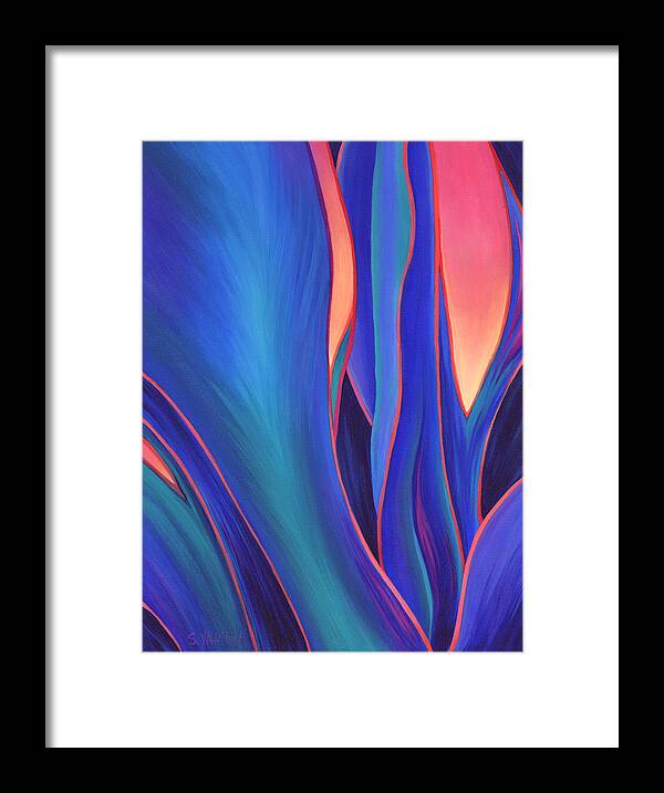 Abstract Framed Print featuring the painting Garden Party by Sandi Whetzel