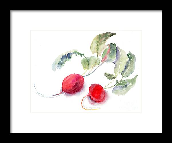 Background Framed Print featuring the painting Garden radish by Regina Jershova