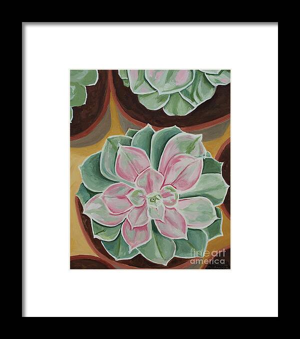 Hen And Chicken Plant Framed Print featuring the painting Garden Rossette by Annette M Stevenson