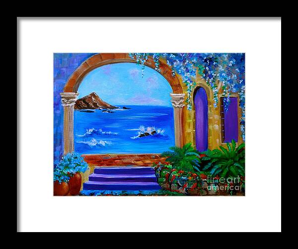 Garden By The Sea Framed Print featuring the painting Garden Secrets by Jenny Lee
